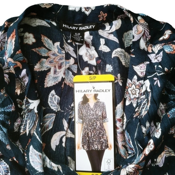 Hilary Radley Peasant Cottagecore Bohemian Blouse 3/4 Sleeves Floral S NWT - Picture 8 of 9